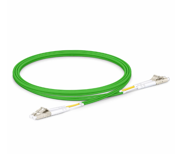 OM5 Multimode, 1m (3ft) Fiber Patch Cable, LC UPC Duplex to LC UPC Duplex, Riser (OFNR), 2.0mm, Tight-Buffered, Lime Green