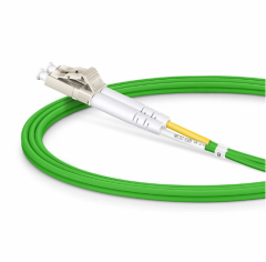 OM5 Multimode, 1m (3ft) Fiber Patch Cable, LC UPC Duplex to LC UPC Duplex, Riser (OFNR), 2.0mm, Tight-Buffered, Lime Green