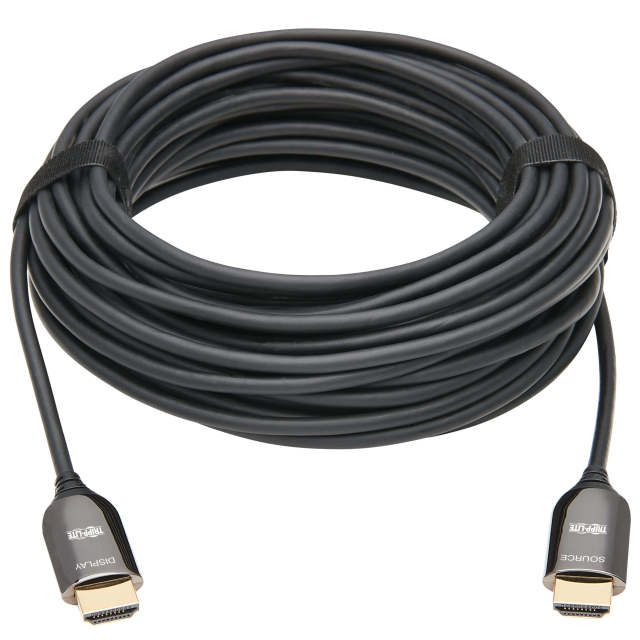 8K HDMI Plenum-Rated Fiber Active Optical Cable (AOC) - 8K UHD @ 60 Hz, HDR, M/M, Black, 15 m (49 ft.)