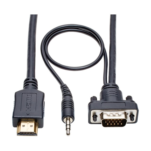 Tripp Lite series HDMI to VGA + Audio Active Adapter Cable (HDMI to Low-Profile HD15 + 3.5 mm M/M), 3 ft. (0.9 m), TAA