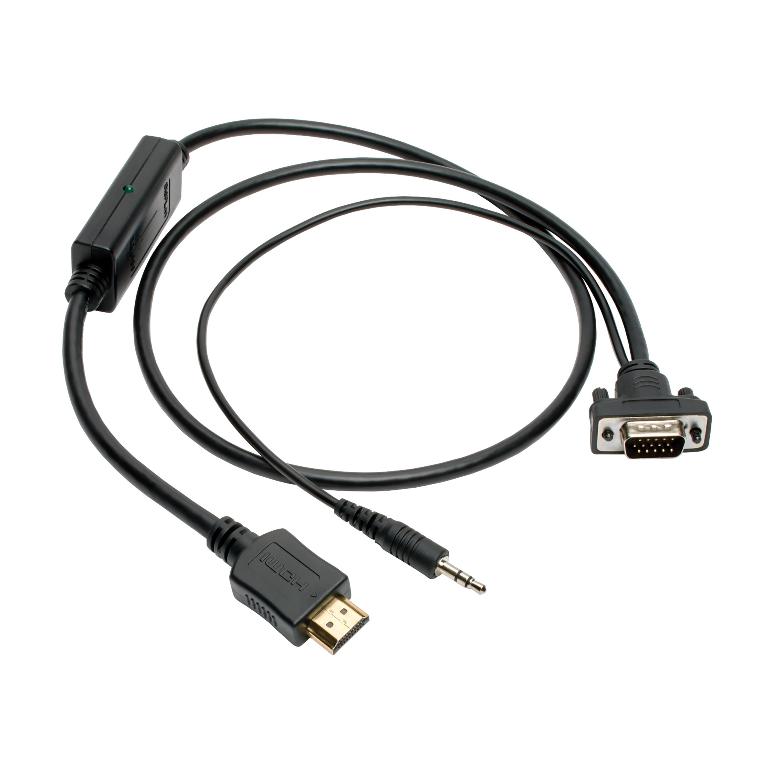 Tripp Lite series HDMI to VGA + Audio Active Adapter Cable (HDMI to Low-Profile HD15 + 3.5 mm M/M), 3 ft. (0.9 m), TAA