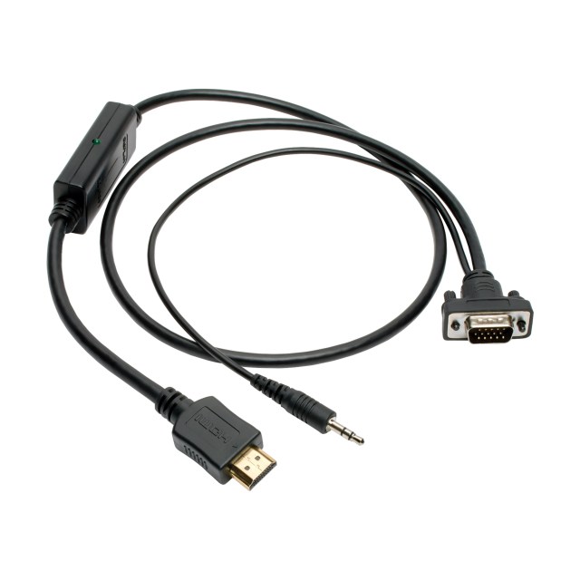 Tripp Lite series HDMI to VGA + Audio Active Adapter Cable (HDMI to Low-Profile HD15 + 3.5 mm M/M), 3 ft. (0.9 m), TAA