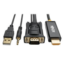 VGA to HDMI Adapter Cable with Audio and USB Power (M/M), 1080p 60 Hz, 6 ft. (1.8 m)