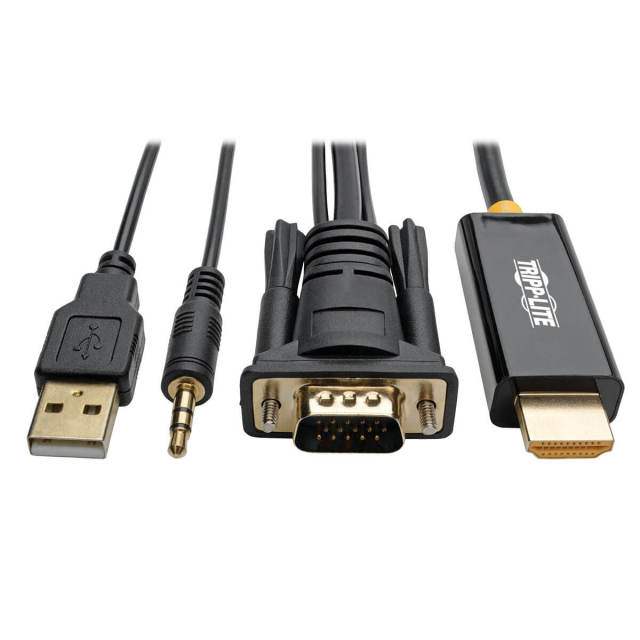 VGA to HDMI Adapter Cable with Audio and USB Power (M/M), 1080p 60 Hz, 6 ft. (1.8 m)