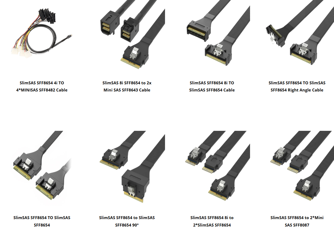 SlimSAS Series: High-speed interconnect solutions designed for high-density, high-performance computing environments