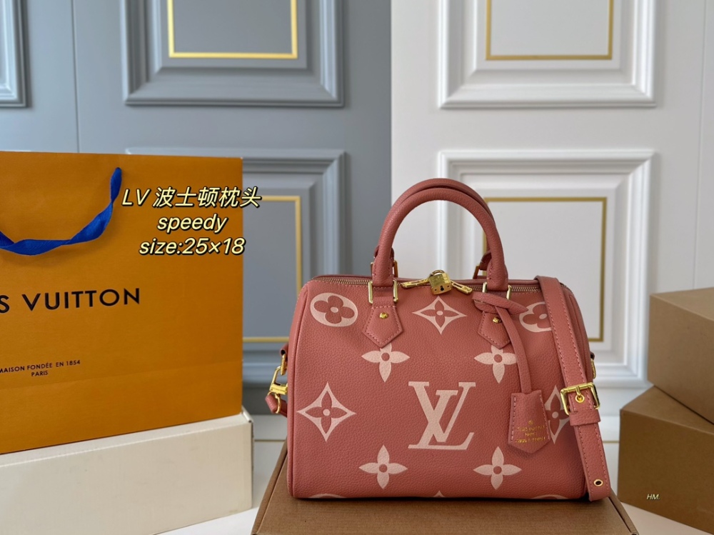 LV Bag Speedy leather Gold Logo-Accented Bag 25cm