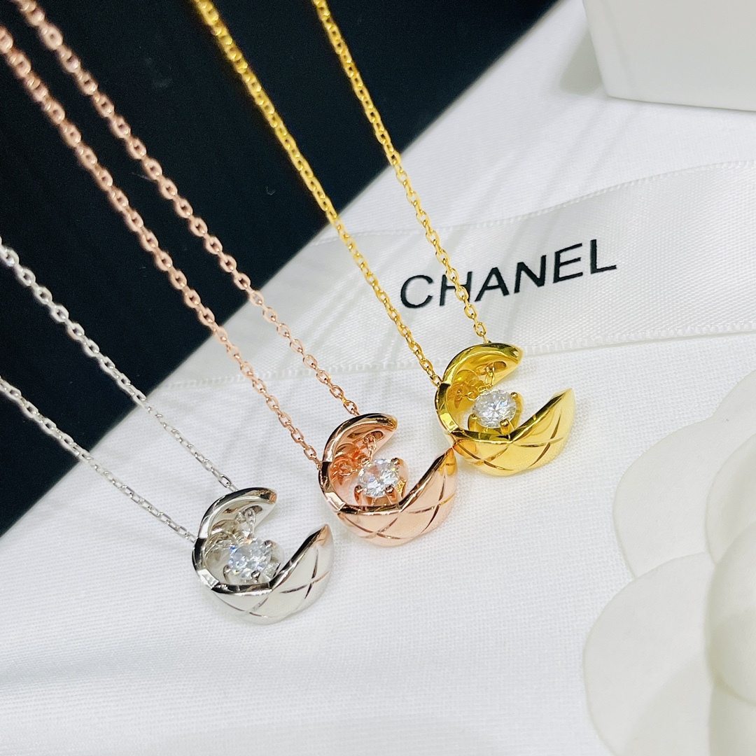 Chanel Rose Gold Logo-Accented Necklace 716