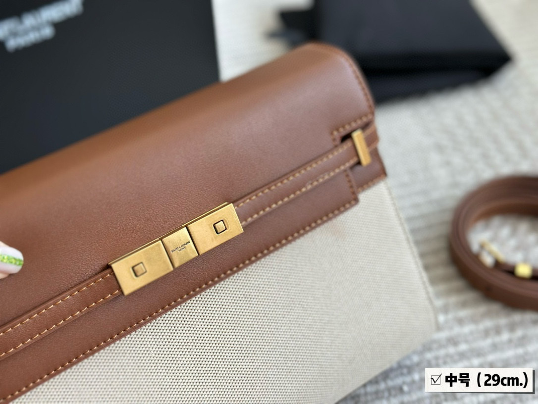 YSL Brown Logo-Accented Bag 143