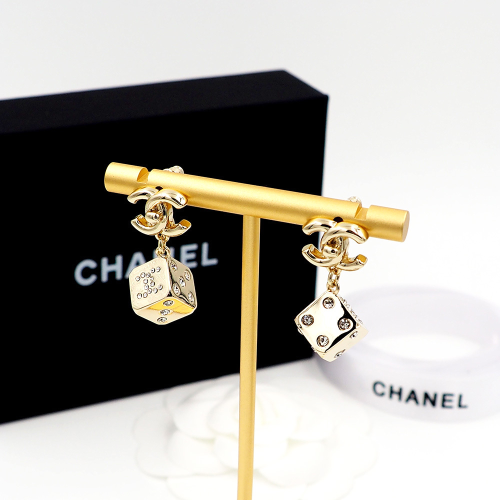 Chanel Rose Gold Logo-Accented Earrings 043