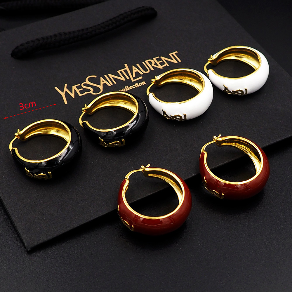 YSL Silver Logo-Accented Earrings 001