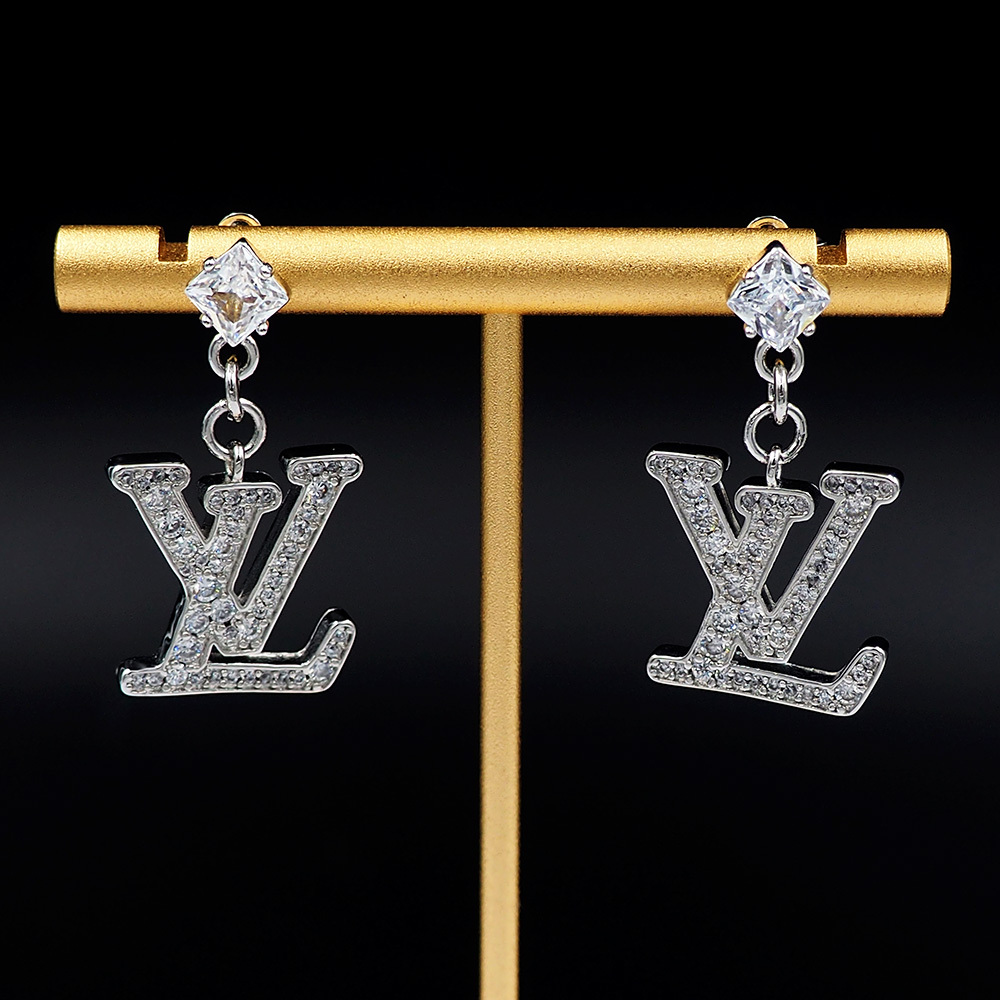 LV Gold Logo-Accented Earrings 216