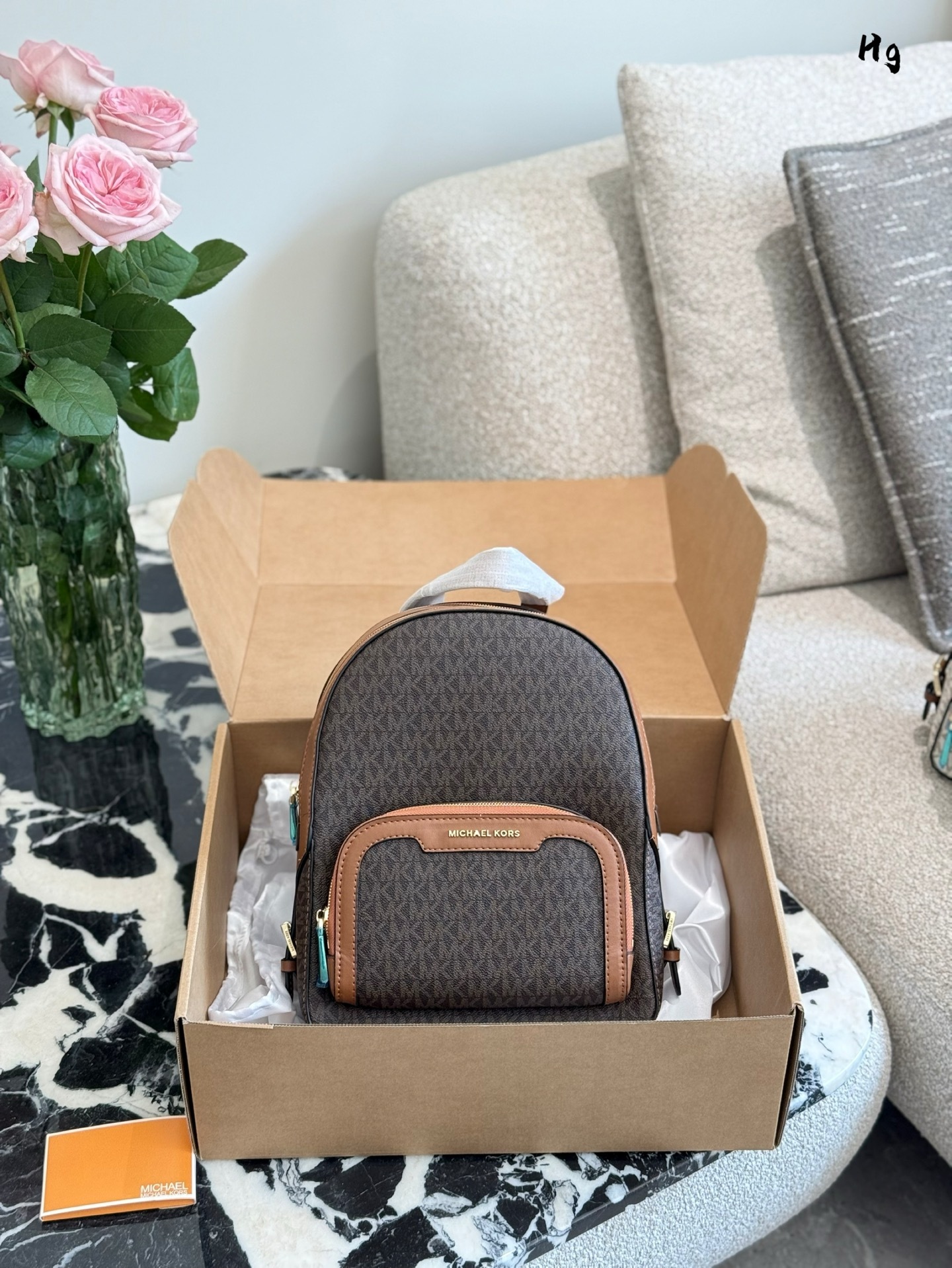 MK Beige Quilted Bag backpack 009