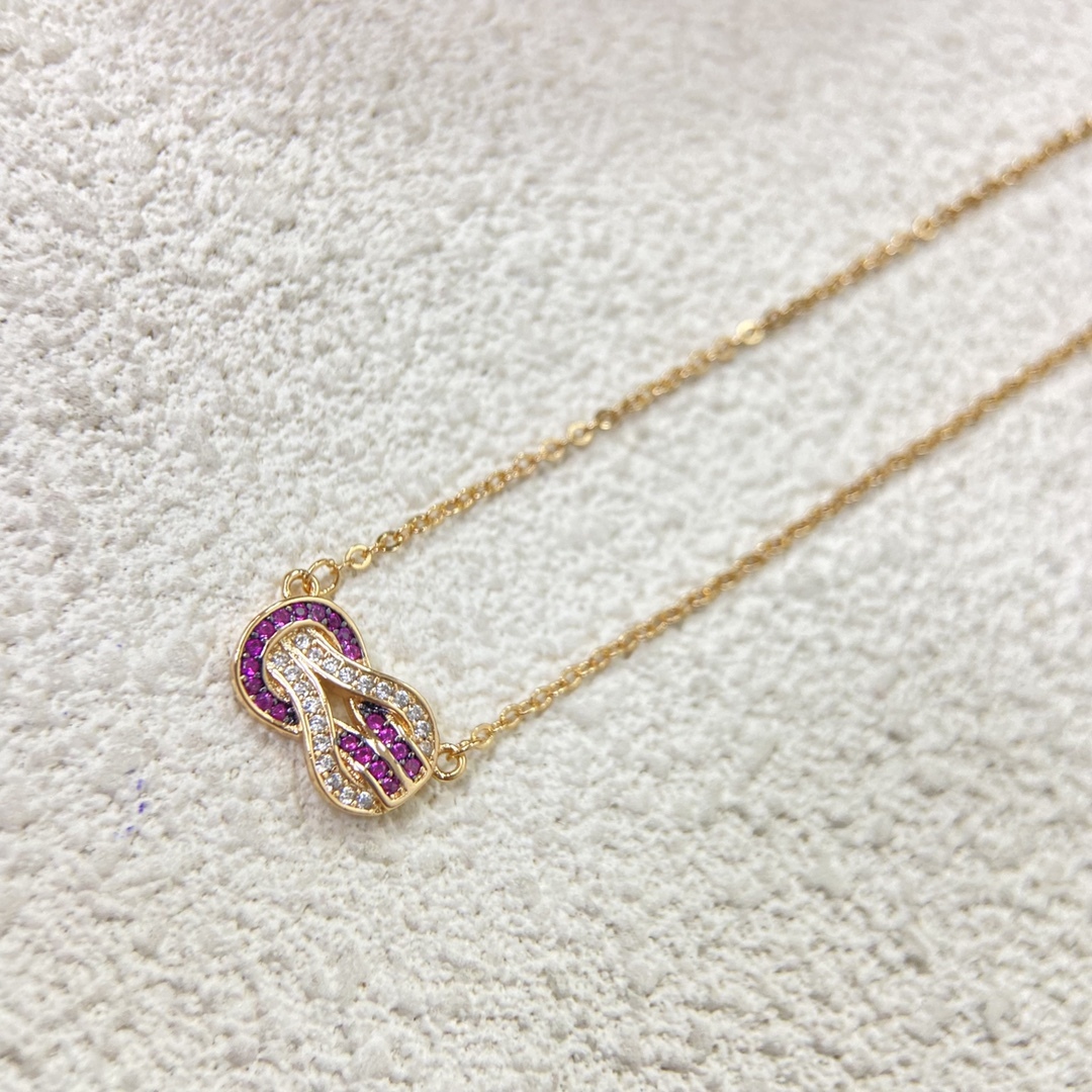 FRED Rose Gold Logo-Accented Necklace 018
