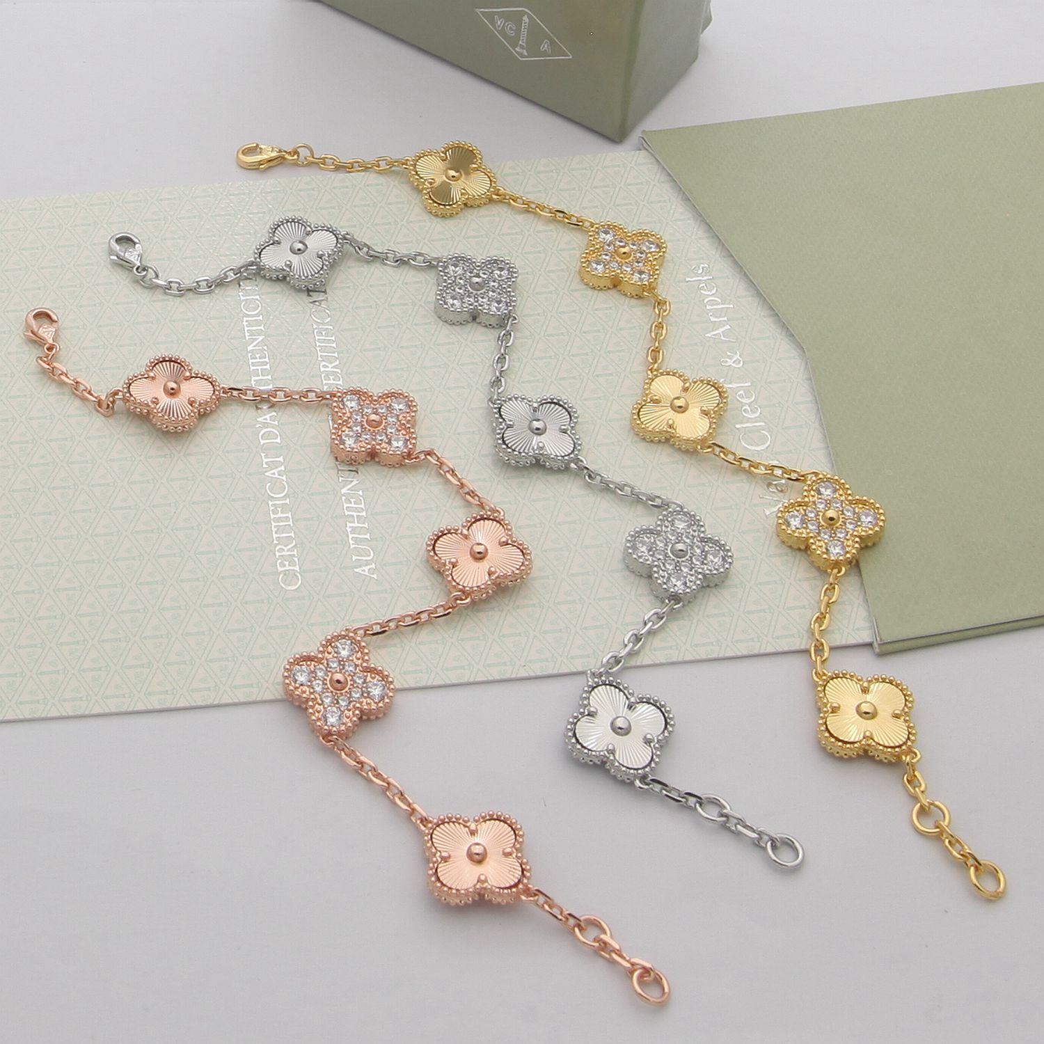 Van Cleef Rose Gold Logo-Accented Bracelet 046