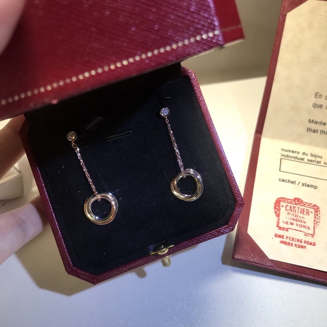 Cartier Trinity Rose Gold Vintage-Inspired Earrings 025