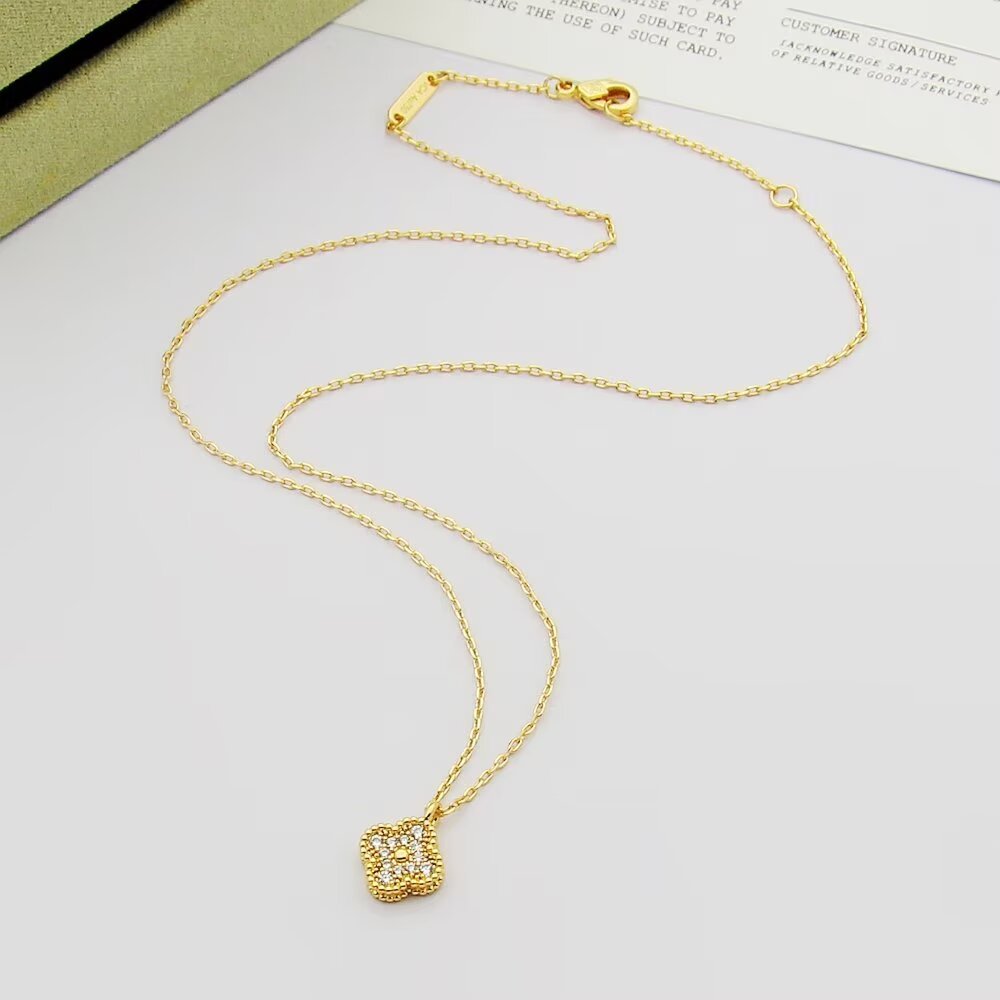 Van Cleef Rose Gold Logo-Accented Necklace 008
