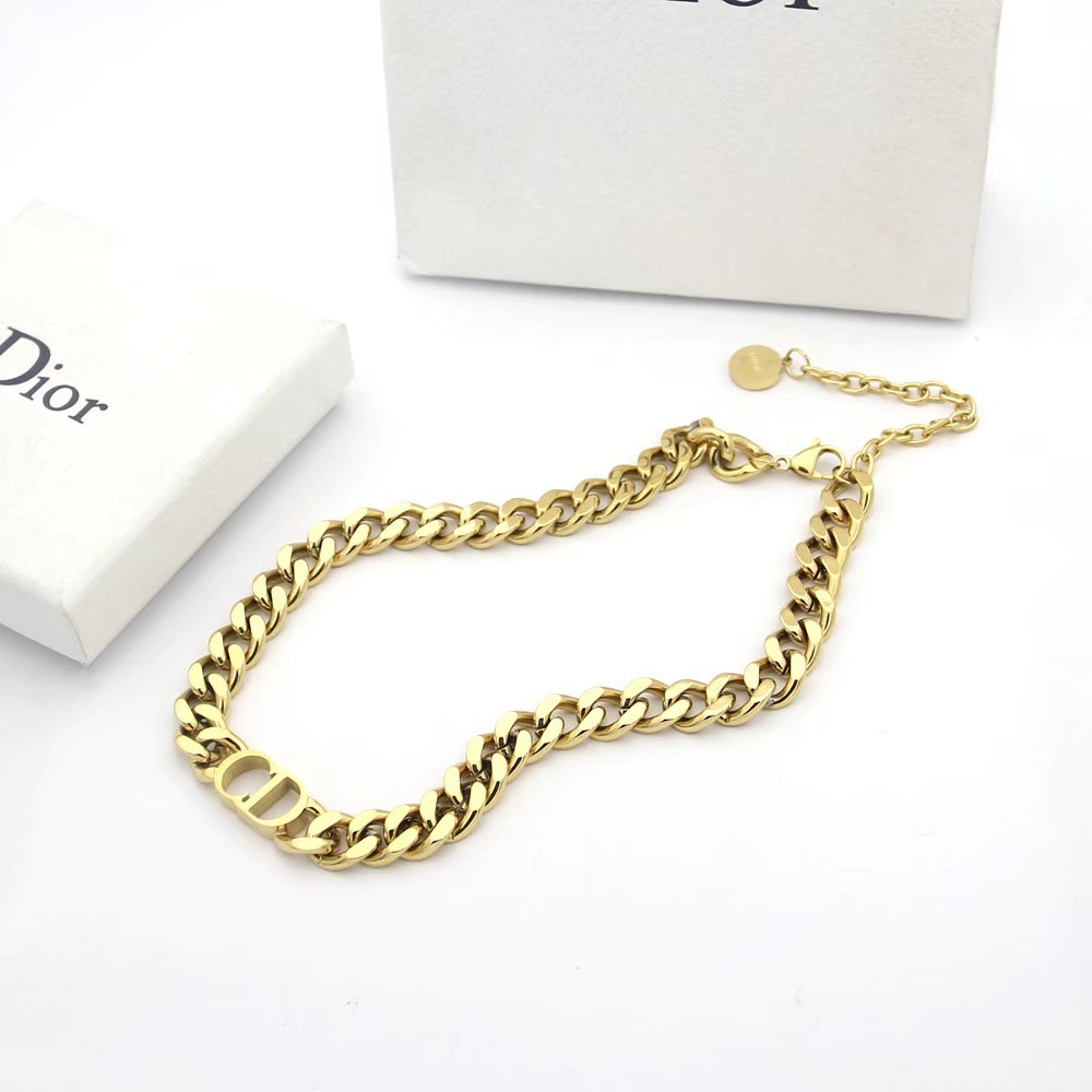 Dior Rose Gold Logo-Accented Necklace 036