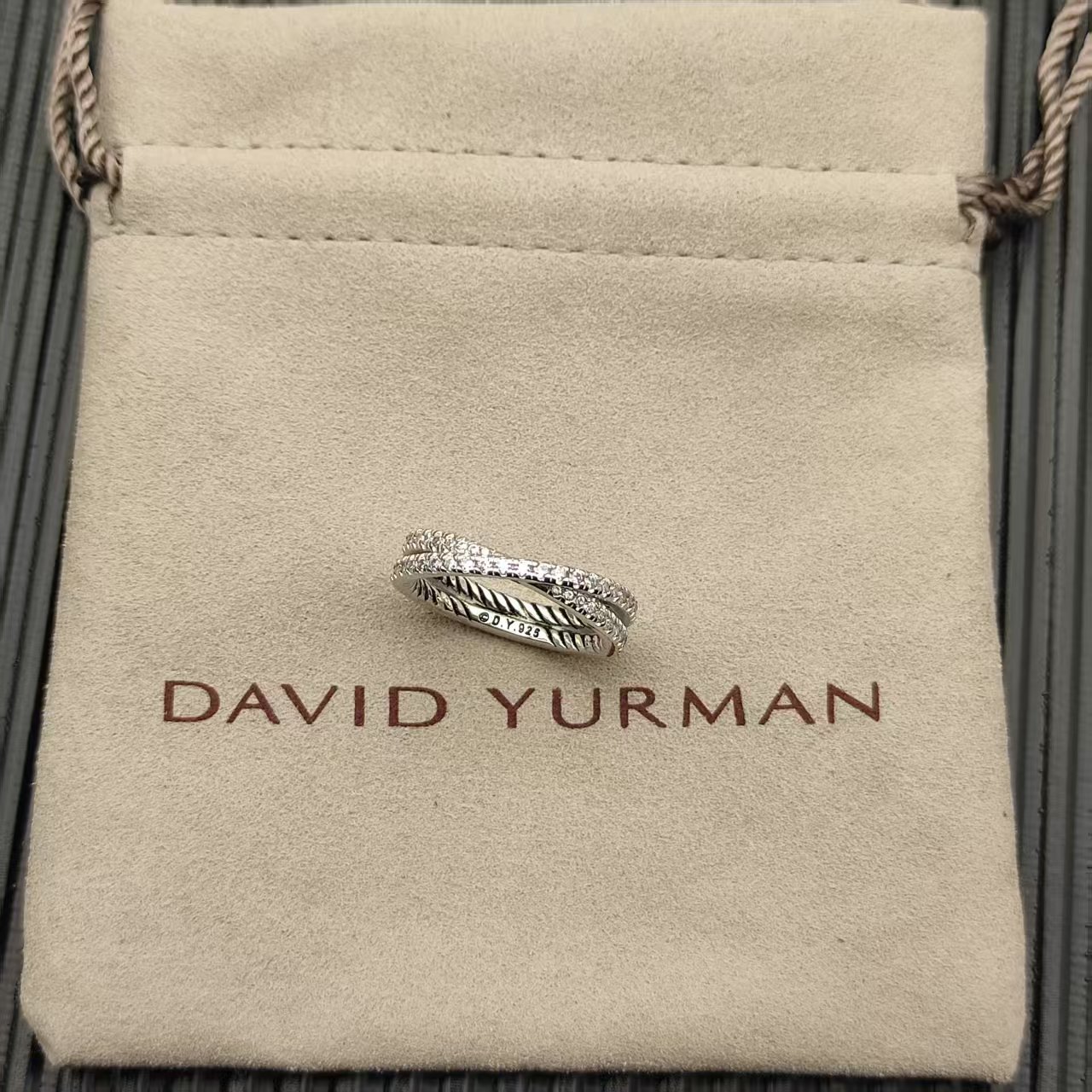 David Yurman Silver Logo-Accented Ring 298