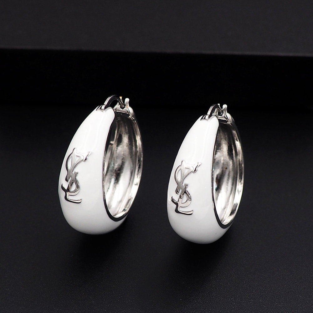 YSL Silver Logo-Accented Earrings 001