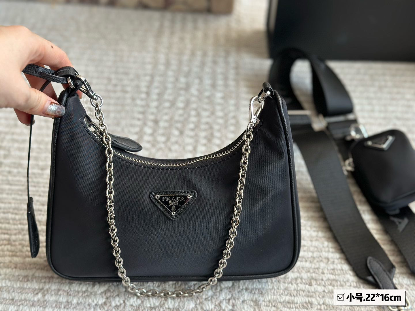 Prada Silver Logo-Accented Bag hobo 012