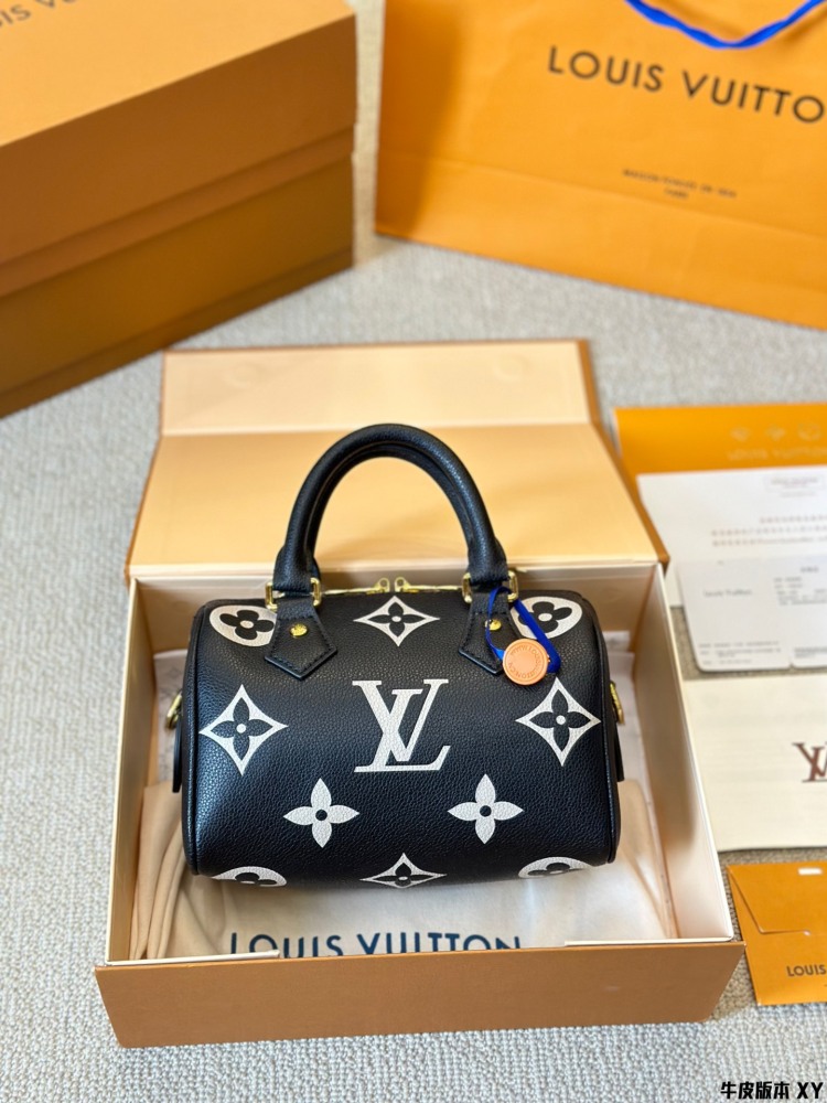 LV Bag Speedy leather Silver Logo-Accented Bag 20cm