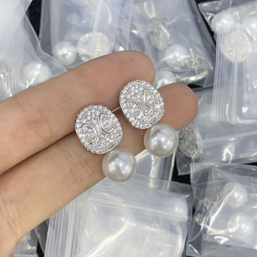 Celine Silver Logo-Accented Earrings 133