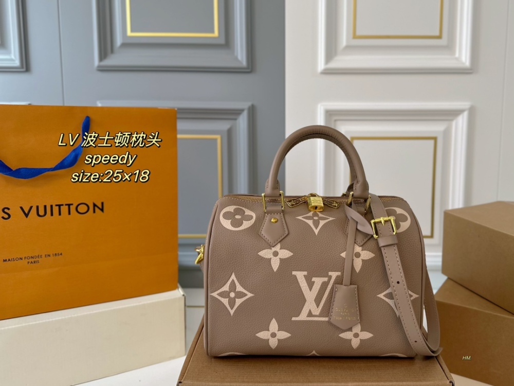 LV Bag Speedy leather Gold Logo-Accented Bag 25cm