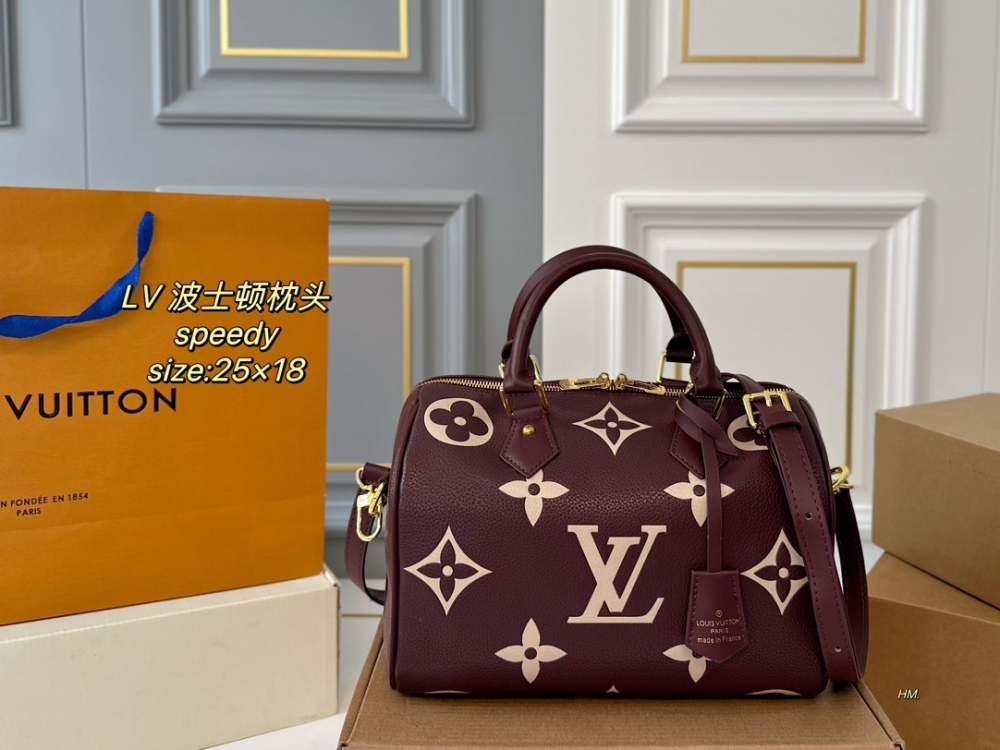 LV Bag Speedy leather Gold Logo-Accented Bag 25cm