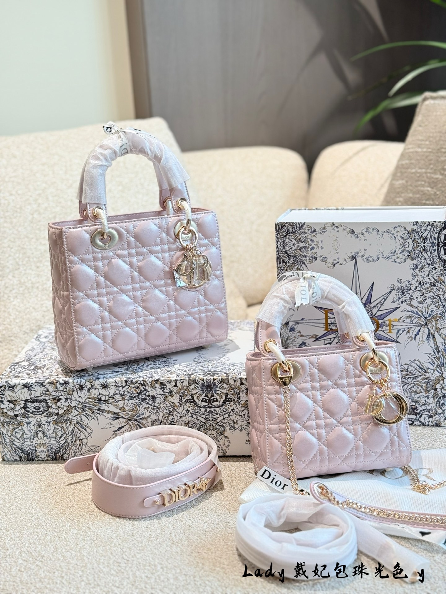 Dior lady Pink Quilted Bag 715