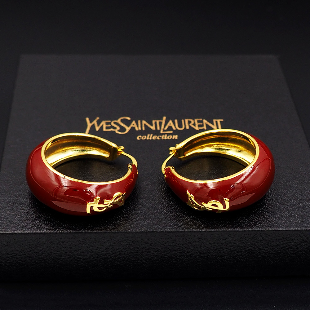 YSL Silver Logo-Accented Earrings 001