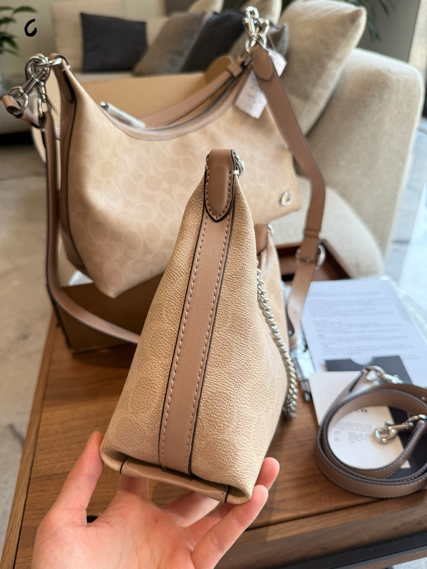 Coach Beige Vintage-Inspired Bag 034
