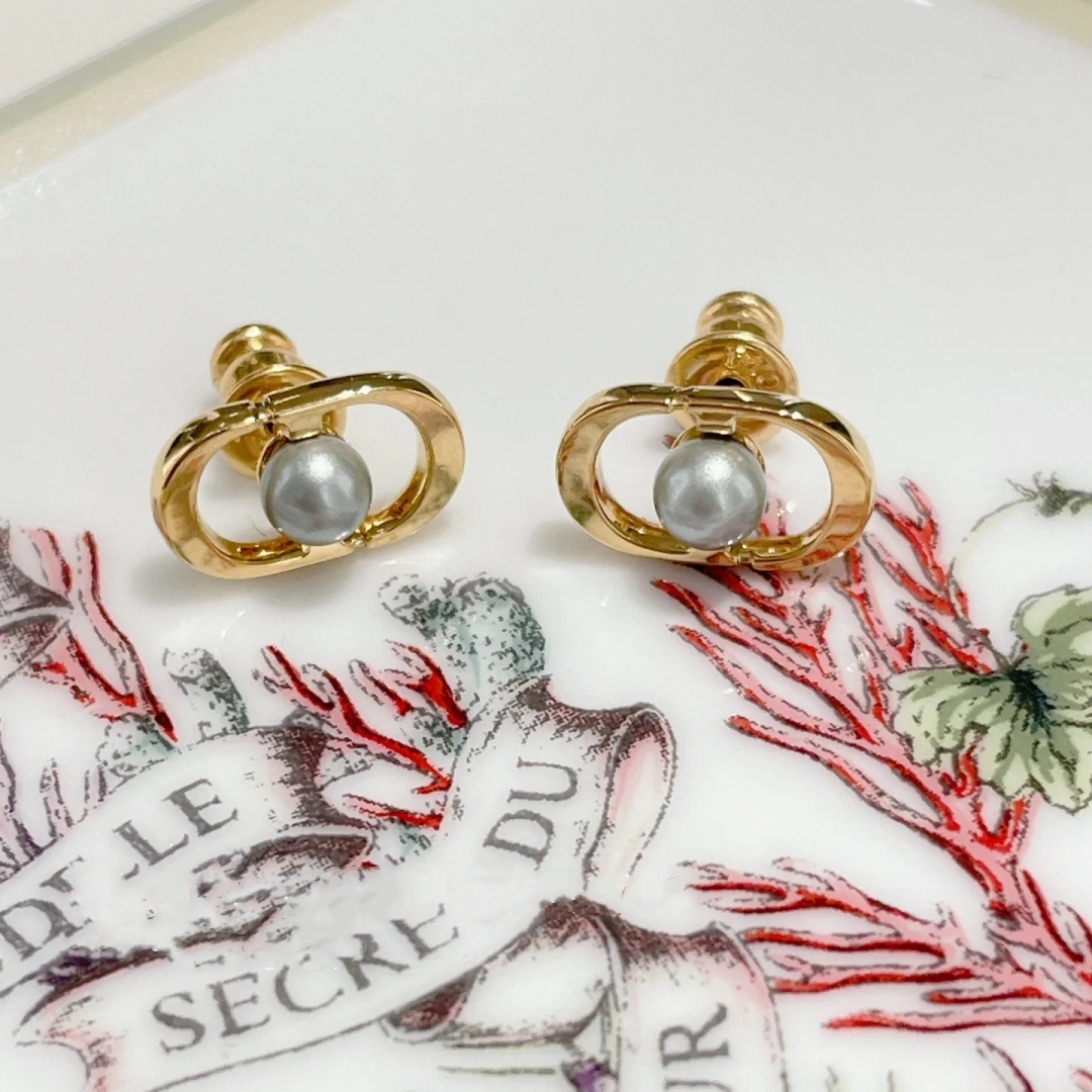 Dior Rose Gold Logo-Accented Earrings 010