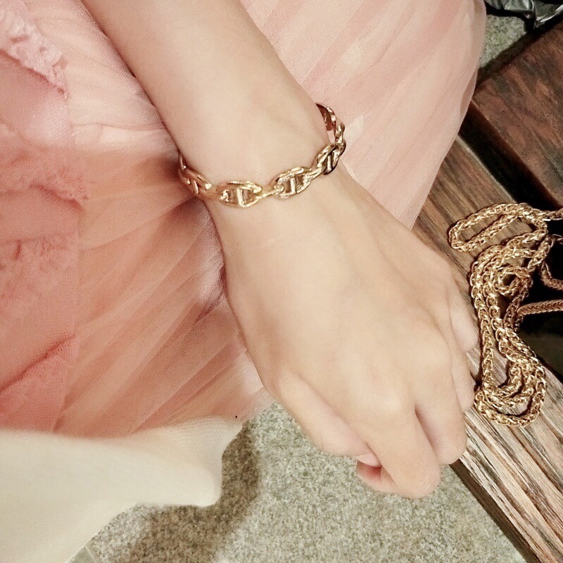 Hermes h Rose Gold Logo-Accented Bracelet 019
