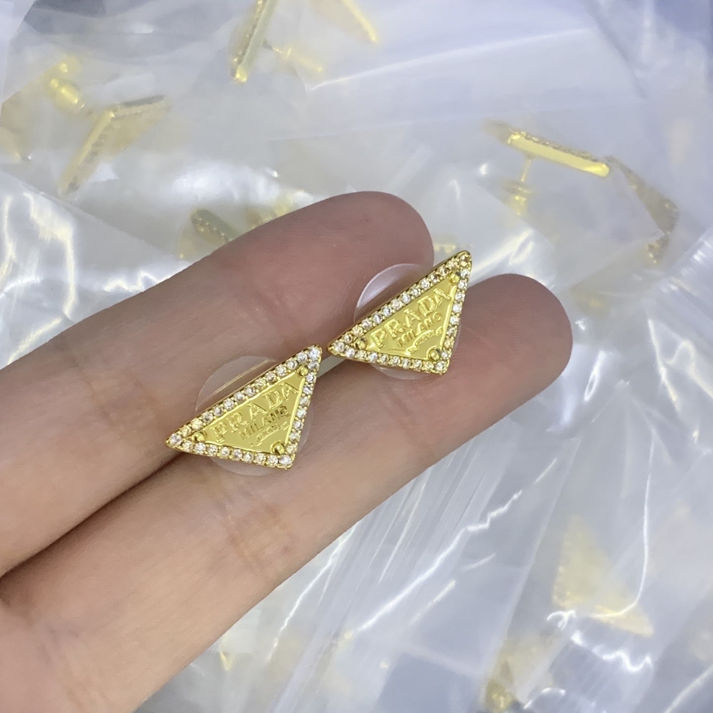 Prada Gold Geometric Earrings 119