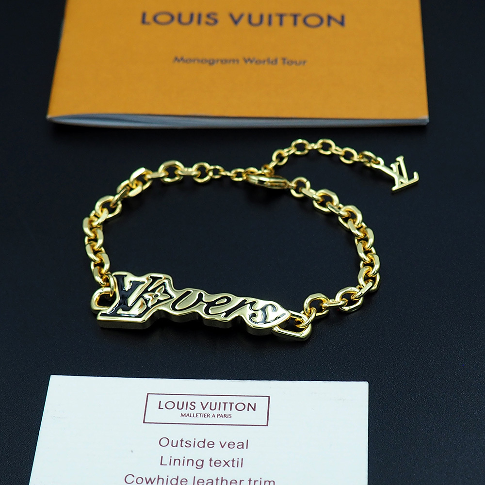 LV Gold Logo-Accented Bracelet 164