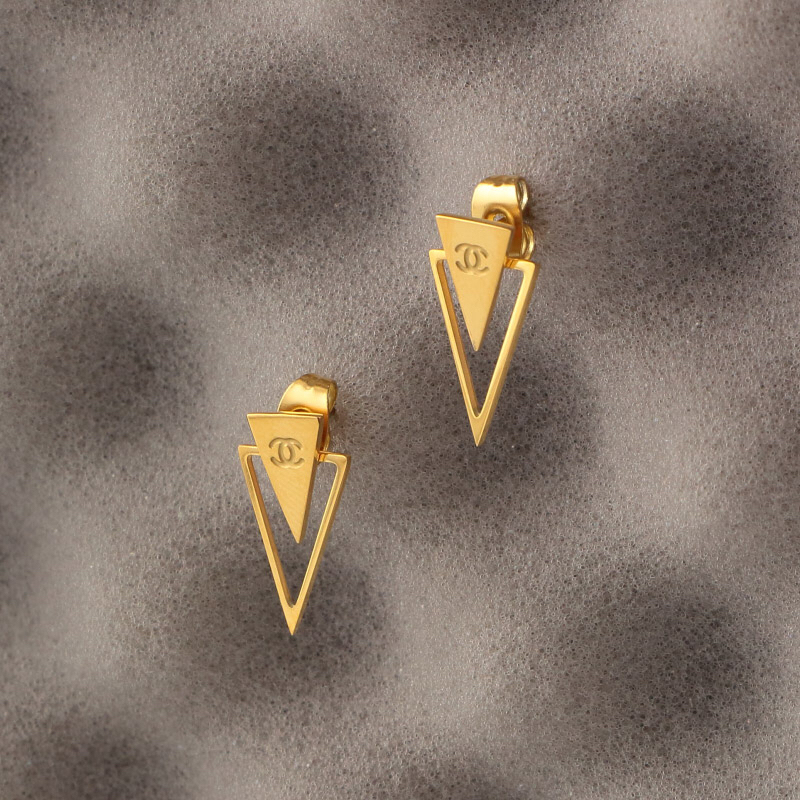 Chanel Rose Gold Logo-Accented Earrings 004
