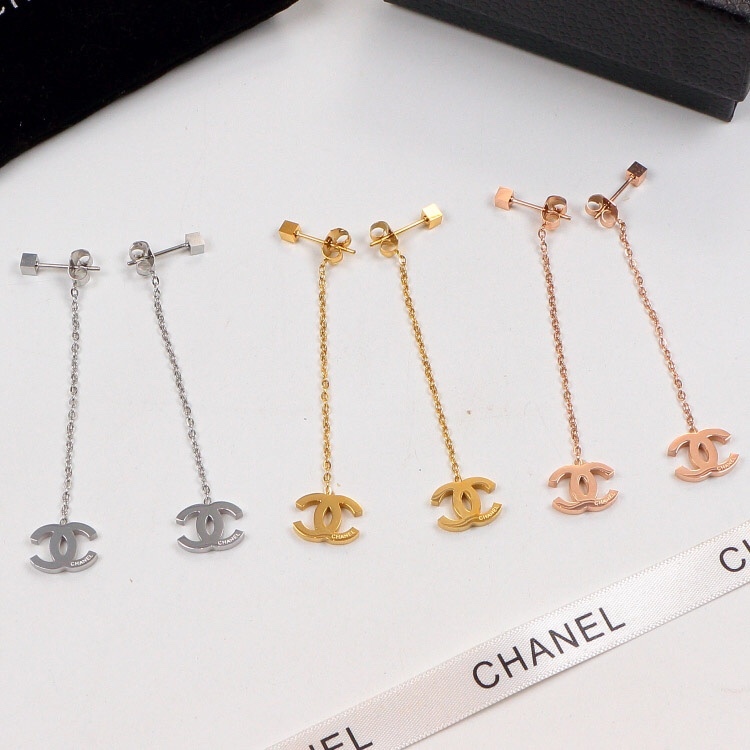 Chanel Rose Gold Logo-Accented Earrings 003