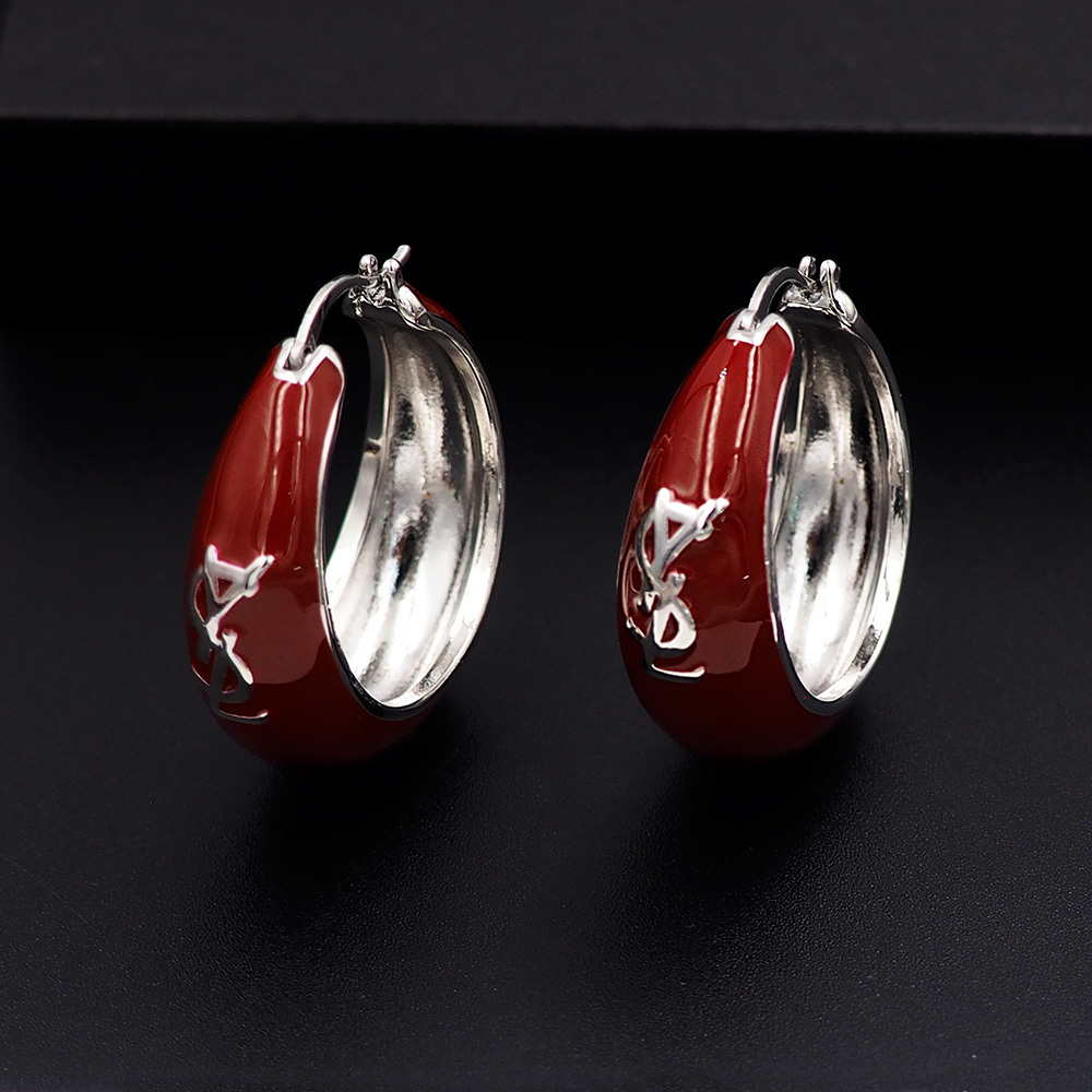 YSL Silver Logo-Accented Earrings 001