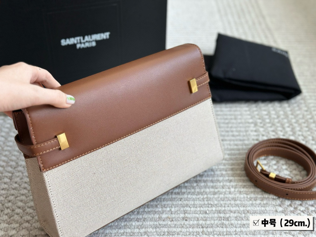 YSL Brown Logo-Accented Bag 143