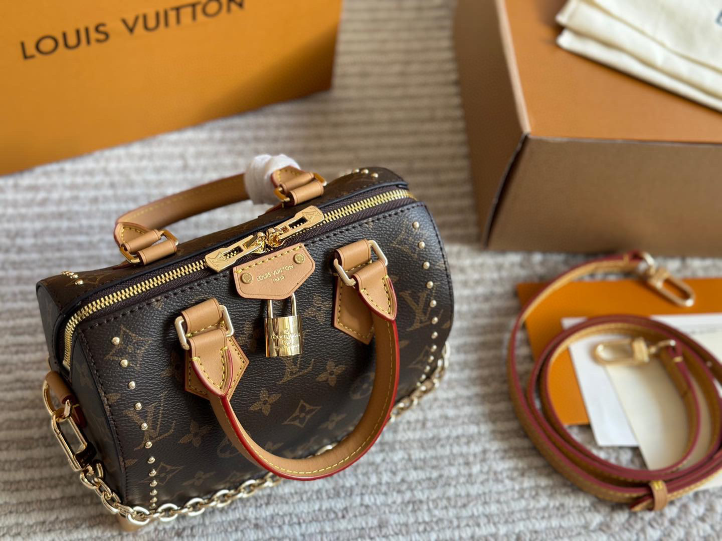LV Rose Gold Quilted Bag 1582