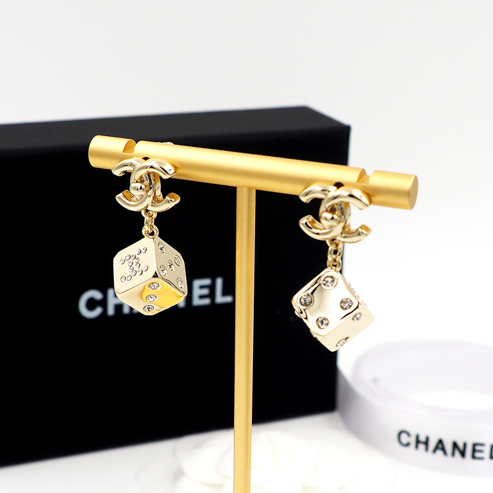 Chanel Rose Gold Logo-Accented Earrings 043