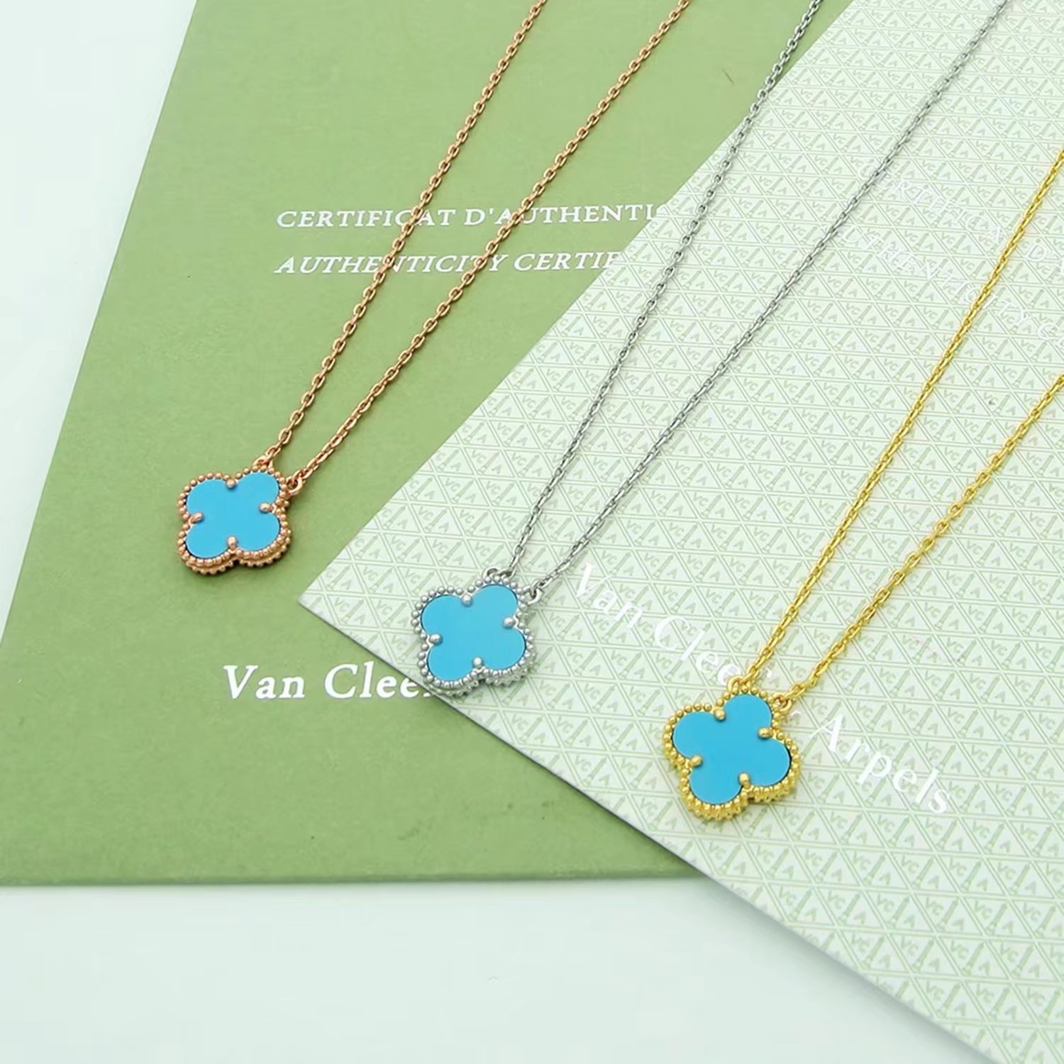 Van Cleef Rose Gold Logo-Accented Necklace 066