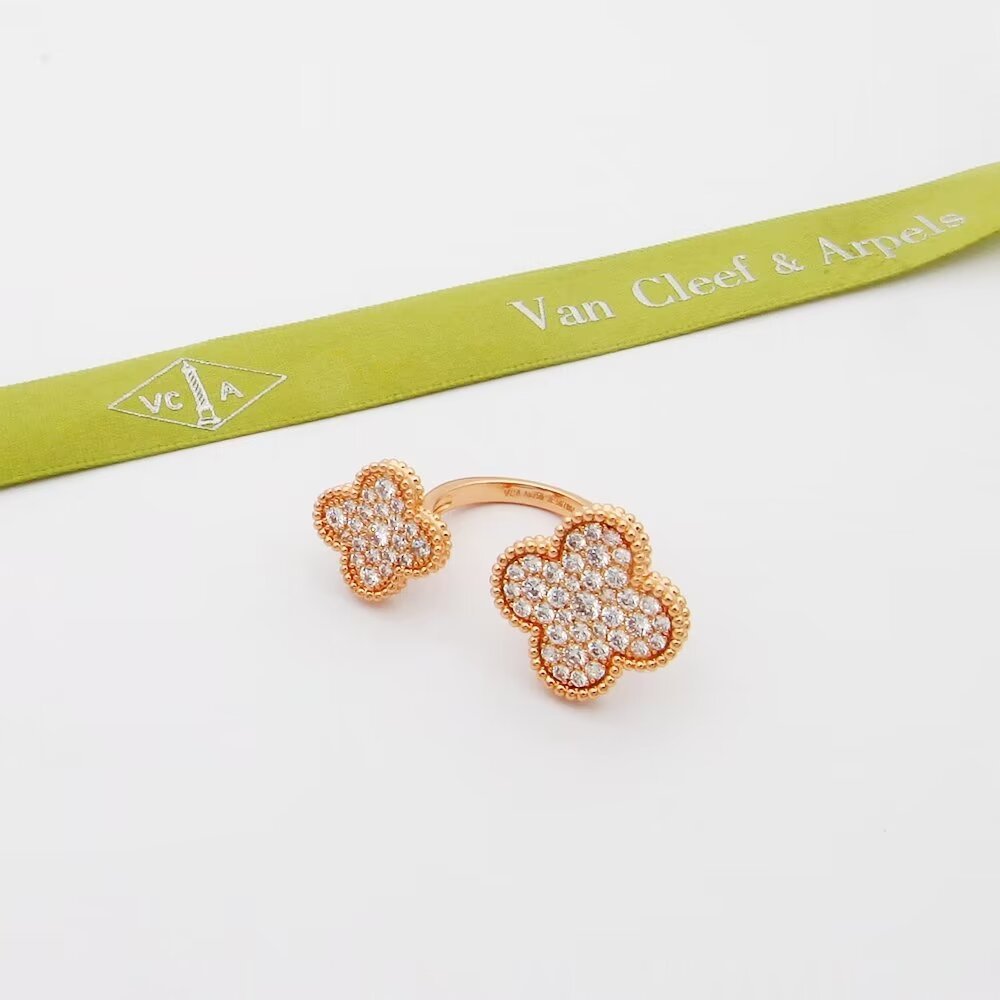 Van Cleef Rose Gold Logo-Accented Ring 029