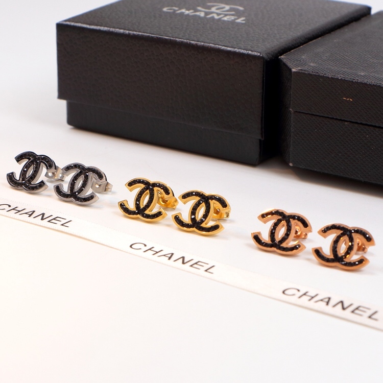 Chanel Rose Gold Logo-Accented Earrings 008