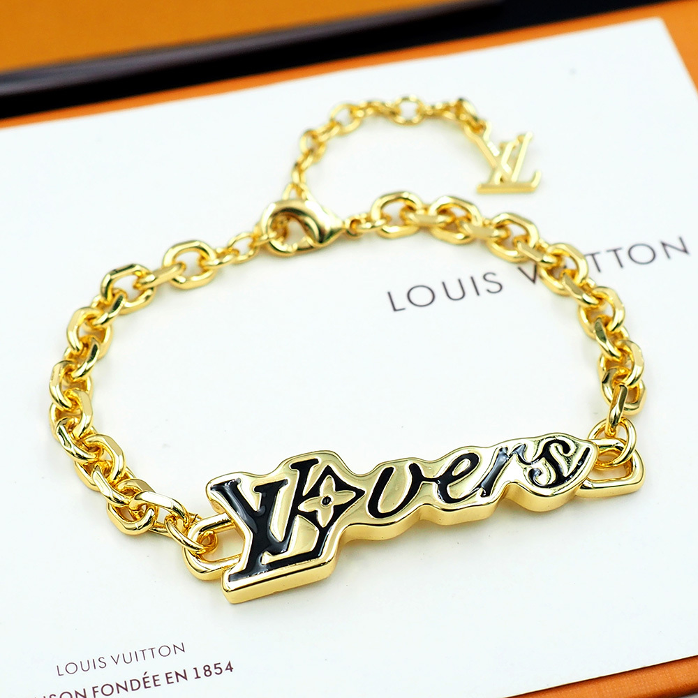 LV Gold Logo-Accented Bracelet 164