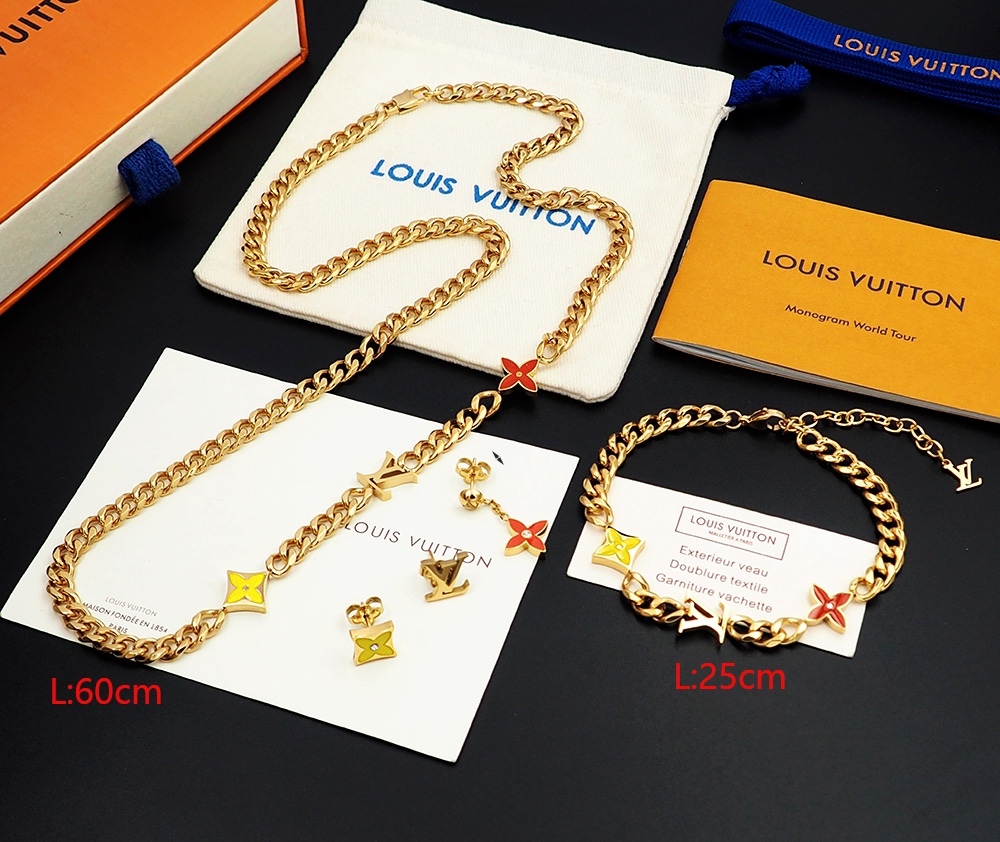 LV Gold Logo-Accented Earrings 133