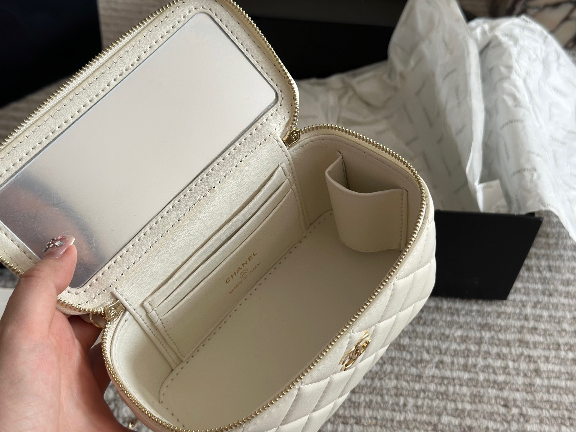 Chanel Beige Quilted Bag 1257