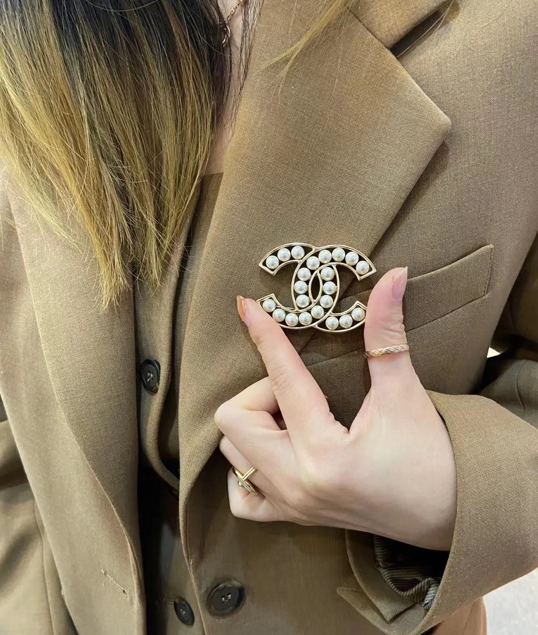 Chanel Silver Logo-Accented Brooch 1081