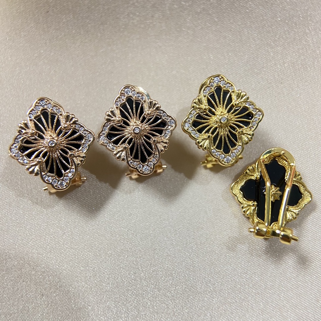 Buccellati Rose Gold Logo-Accented Earrings 012