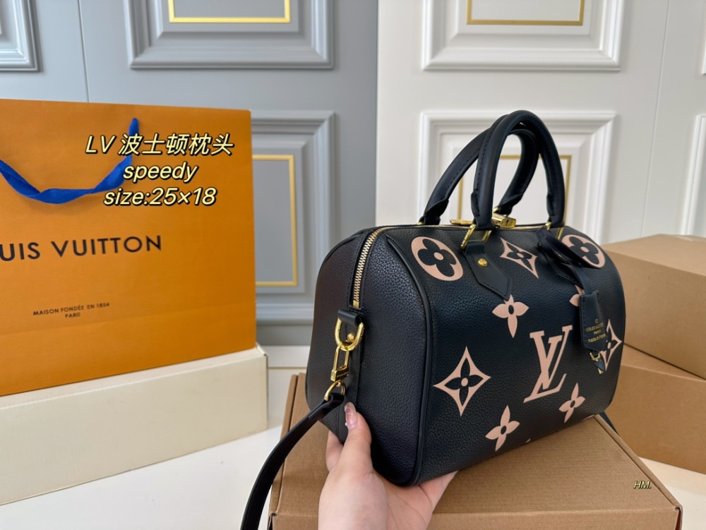 LV Bag Speedy leather Gold Logo-Accented Bag 25cm